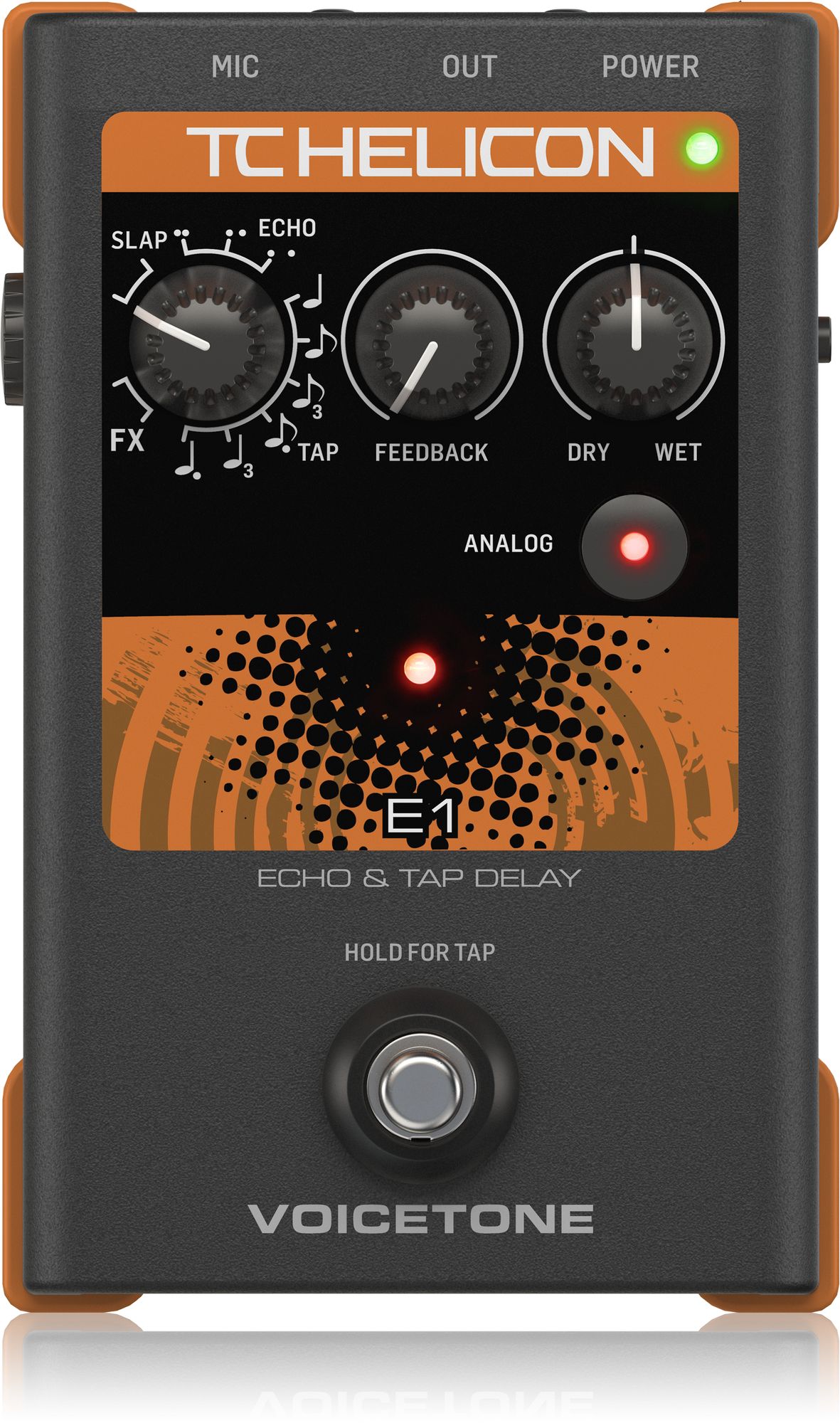 TC Helican VOICETONE E1 Single-Button Stompbox for Compelling Vocal Echo Effects