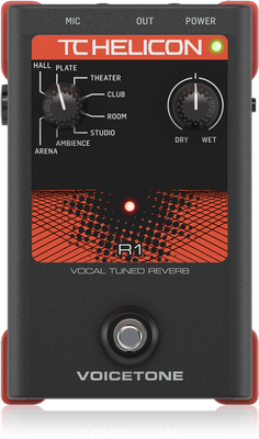 TC Helican VOICETONE R1 Single-Button Stompbox for Studio-Quality Live Vocal Reverb