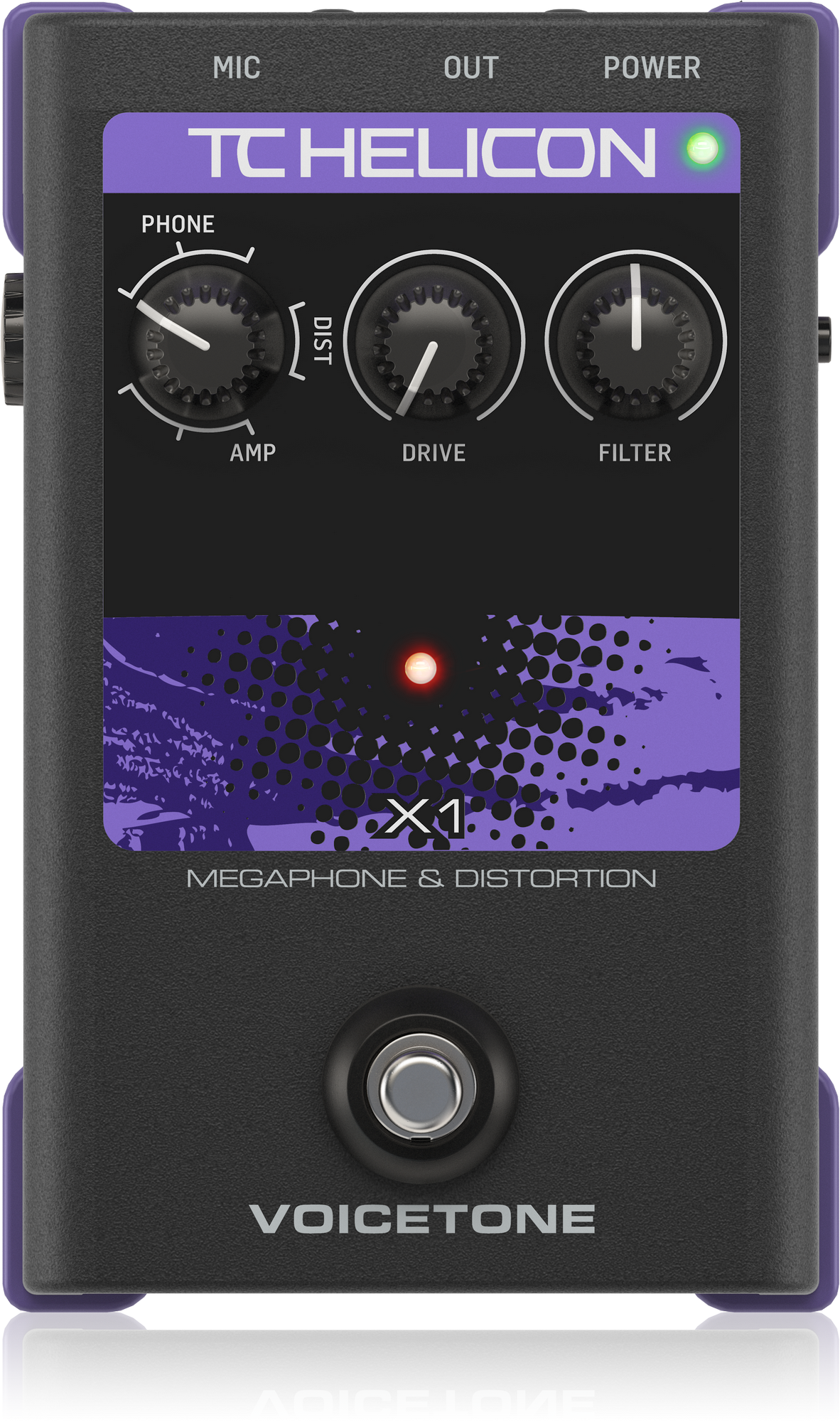 TC Helican VOICETONE X1 Single-Button Stompbox for Dramatic Megaphone and Distortion Vocal Effects
