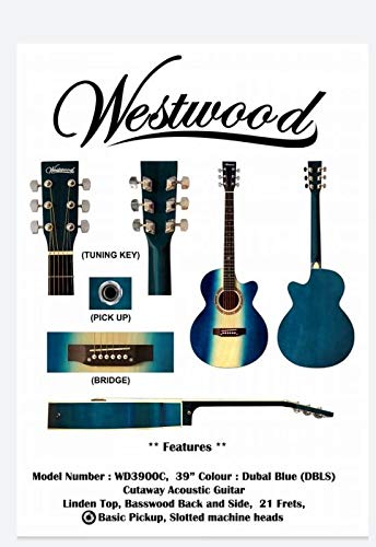 Westwood WD3900C Cutaway Acoustic Guitar 39 Size - Blue
