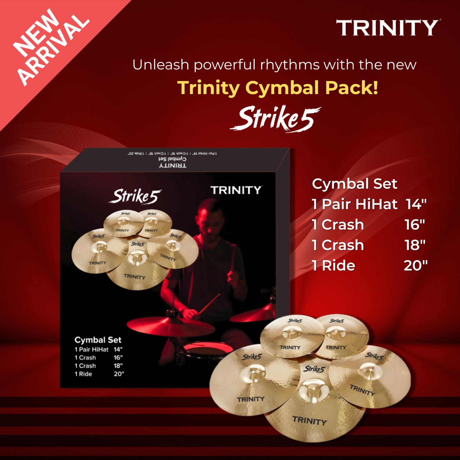 Trinity Strike-5 Cymbal Pack 5pc