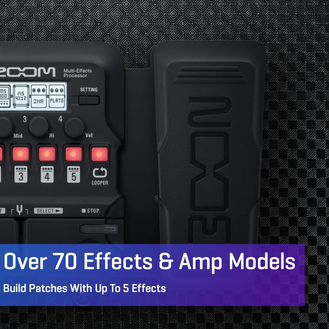 Zoom G1X Four Guitar Multi-Effects Processor with Expression Pedal With Free Adapter