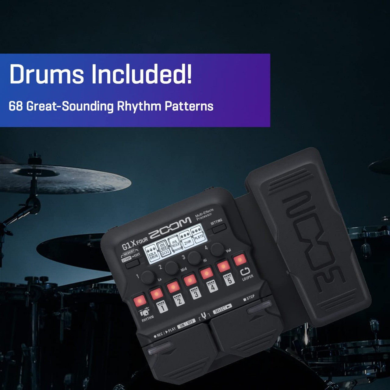 Zoom G1X Four Guitar Multi-Effects Processor with Expression Pedal With Free Adapter