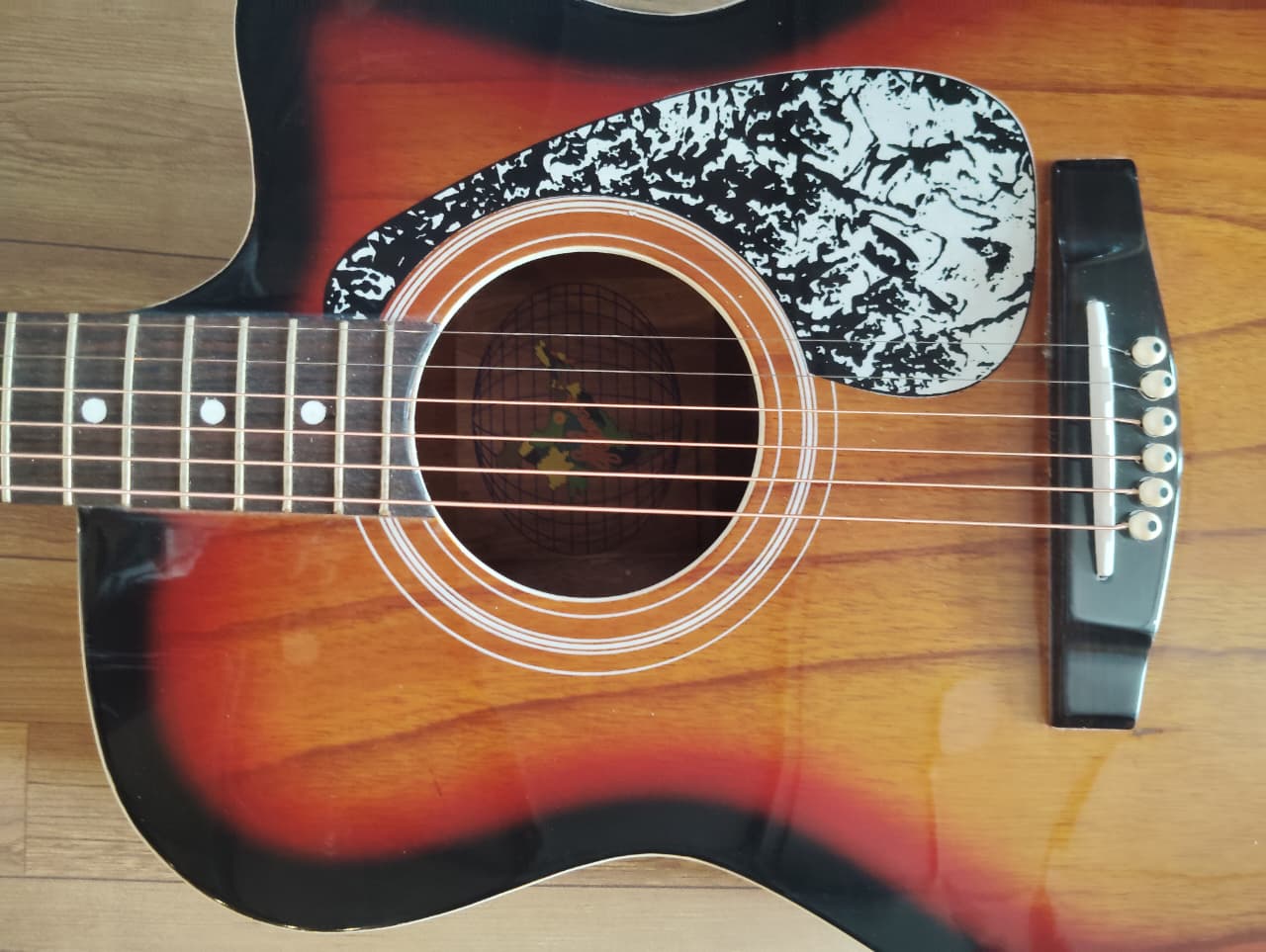 Hobmer 250 Semi acoustic Guitar 40 Sunbrust and Black With Case