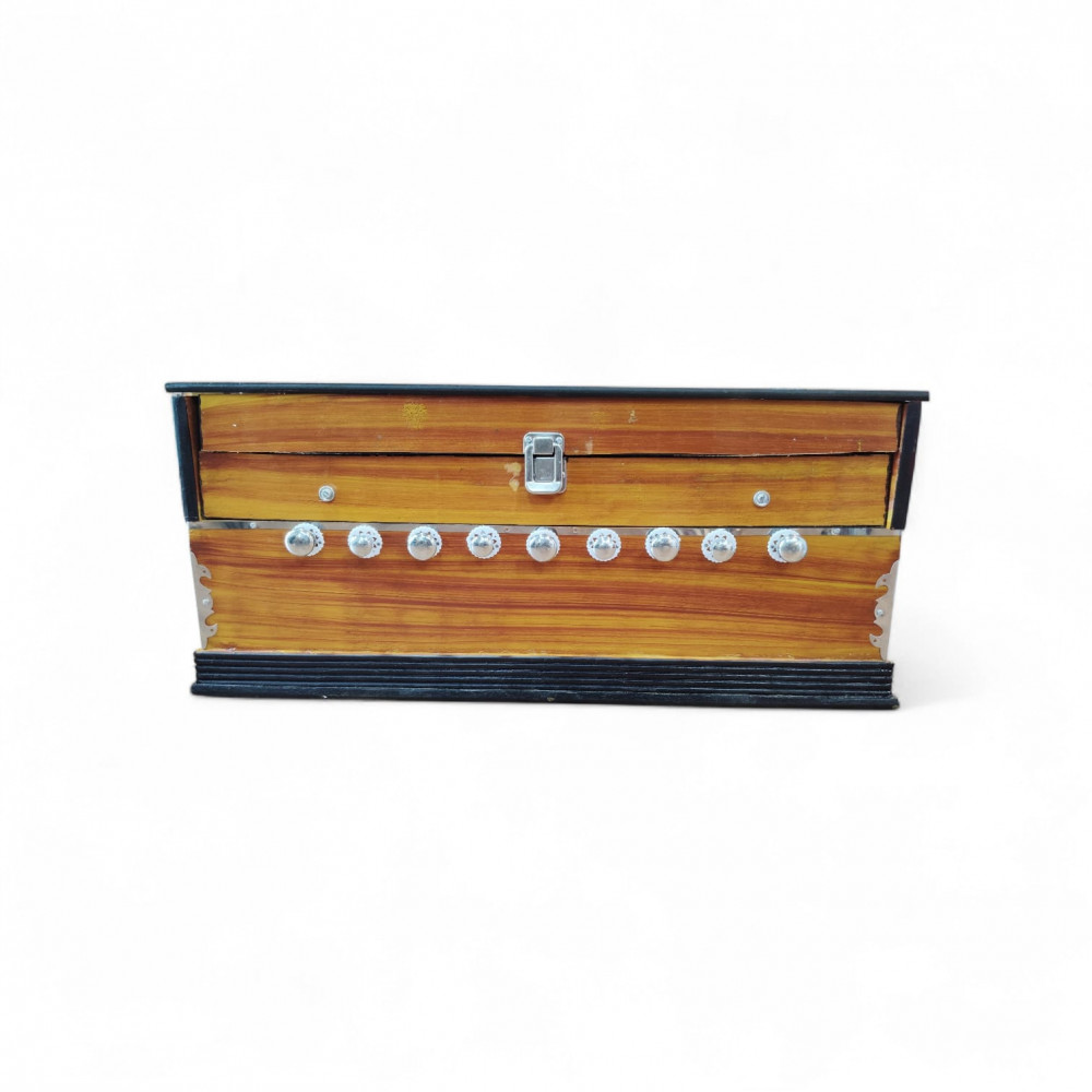 Image of Harmonium 9 Stopper Chudidaar Bellow Two Reed Bass Male 3.5 Octave Coupler Professional Indian Musical Instrument