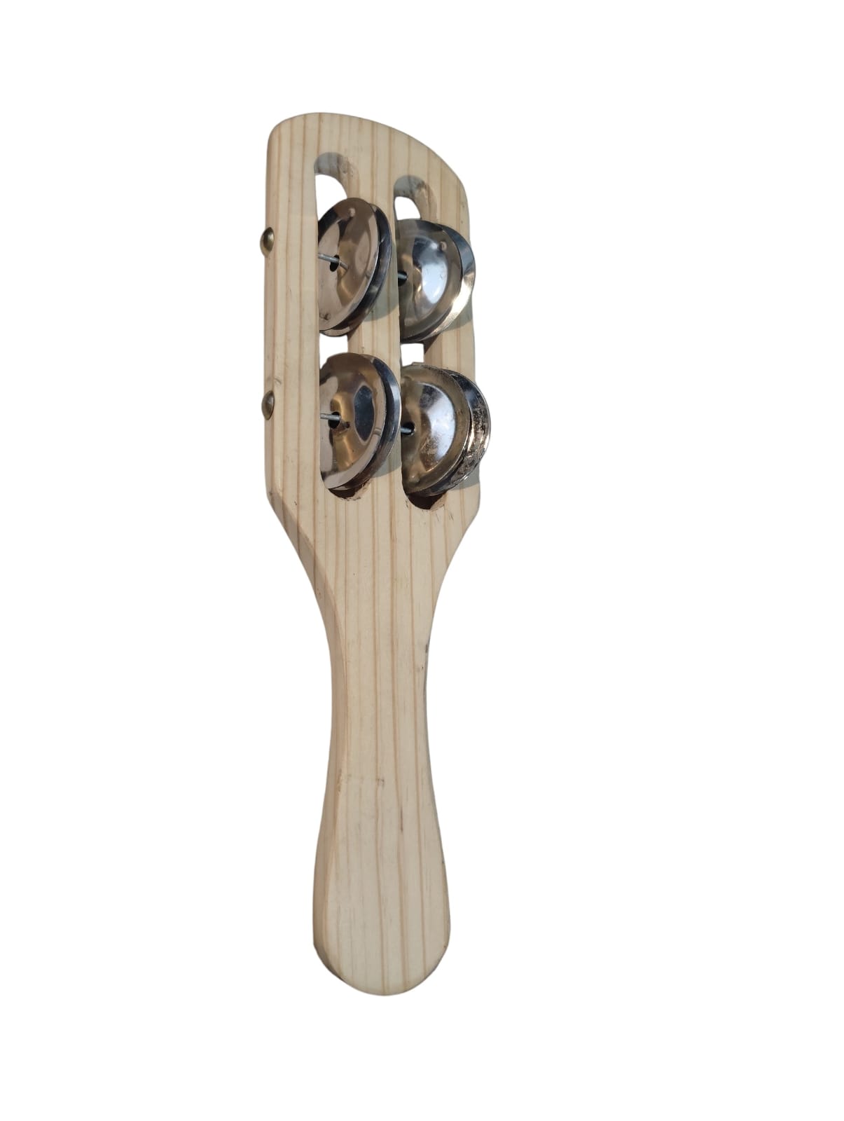 Two Jingling Discs Jingle Hand Percussion Wooden Jingle Stick Natural Wood Wooden Rhythm Stick Rounded Handle