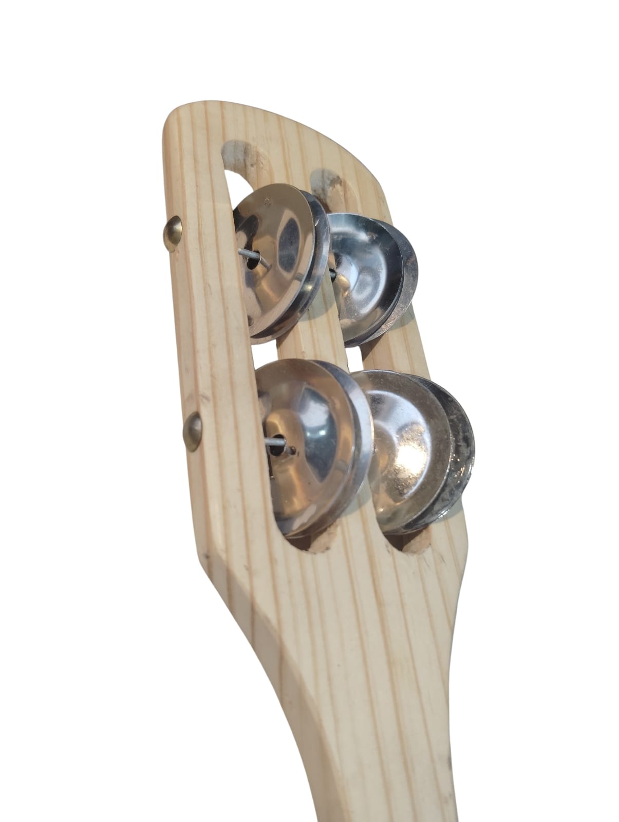 Two Jingling Discs Jingle Hand Percussion Wooden Jingle Stick Natural Wood Wooden Rhythm Stick Rounded Handle