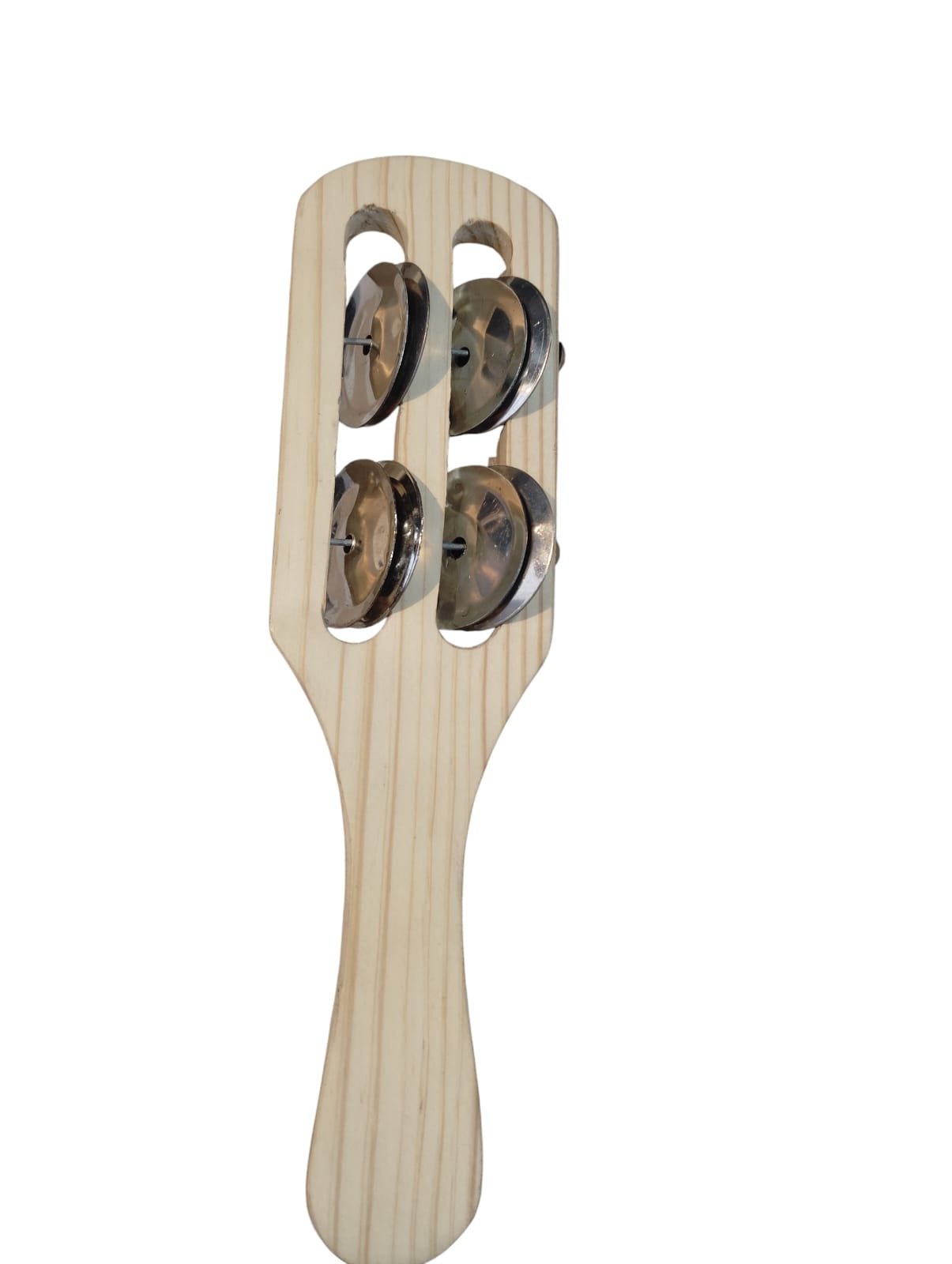 Two Jingling Discs Jingle Hand Percussion Wooden Jingle Stick Natural Wood Wooden Rhythm Stick Rounded Handle