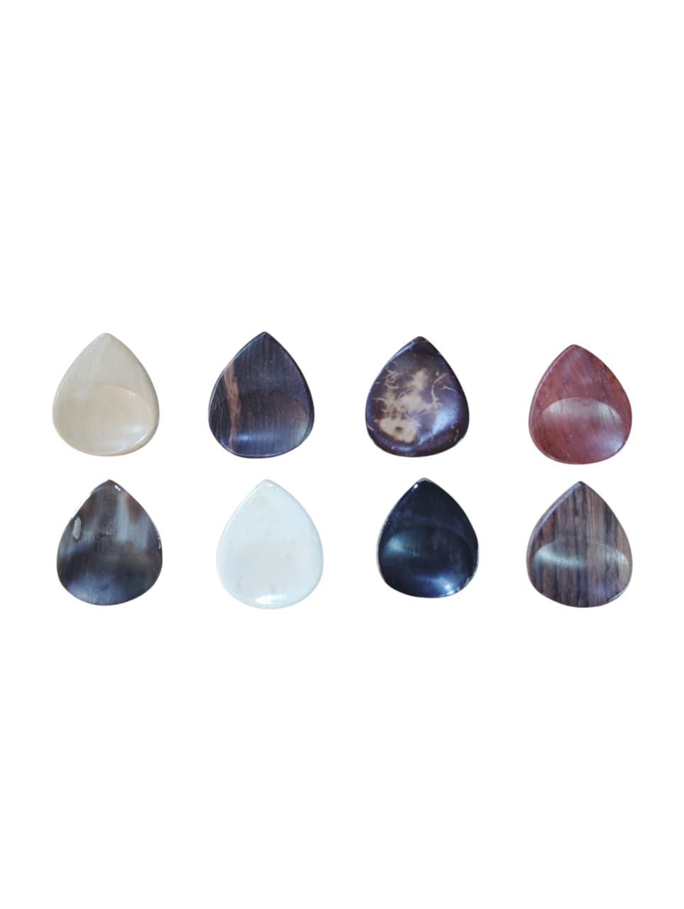 HANDCRAFTED HORN PICKS GUITAR PICKS - Plectrums Pair of 8 Random Colors