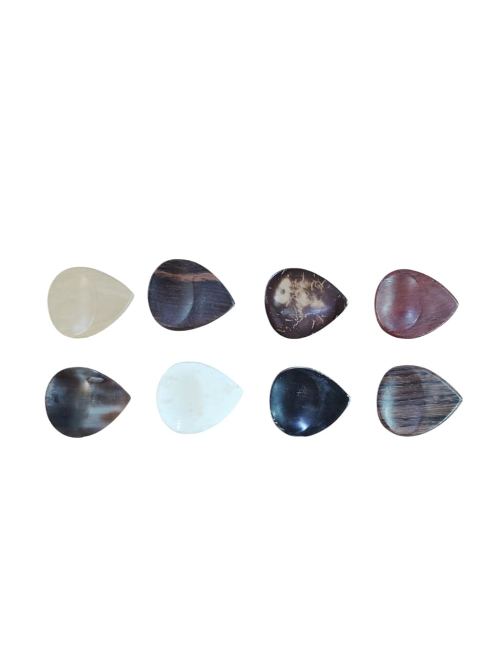 HANDCRAFTED HORN PICKS GUITAR PICKS - Plectrums Pair of 8 Random Colors