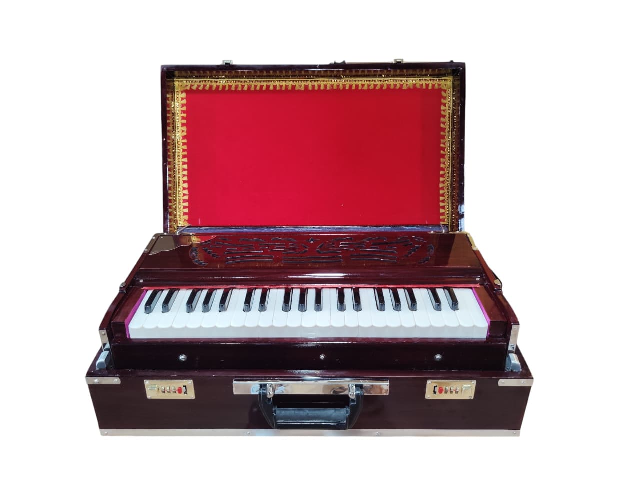 Harmonium 9 Stopper Folding  3 12 Octave Professional Quality Box Harmonium with 2 set of Reeds  Brown 