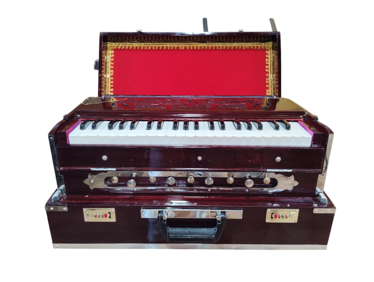 Harmonium 9 Stopper Folding  3 12 Octave Professional Quality Box Harmonium with 2 set of Reeds  Brown 