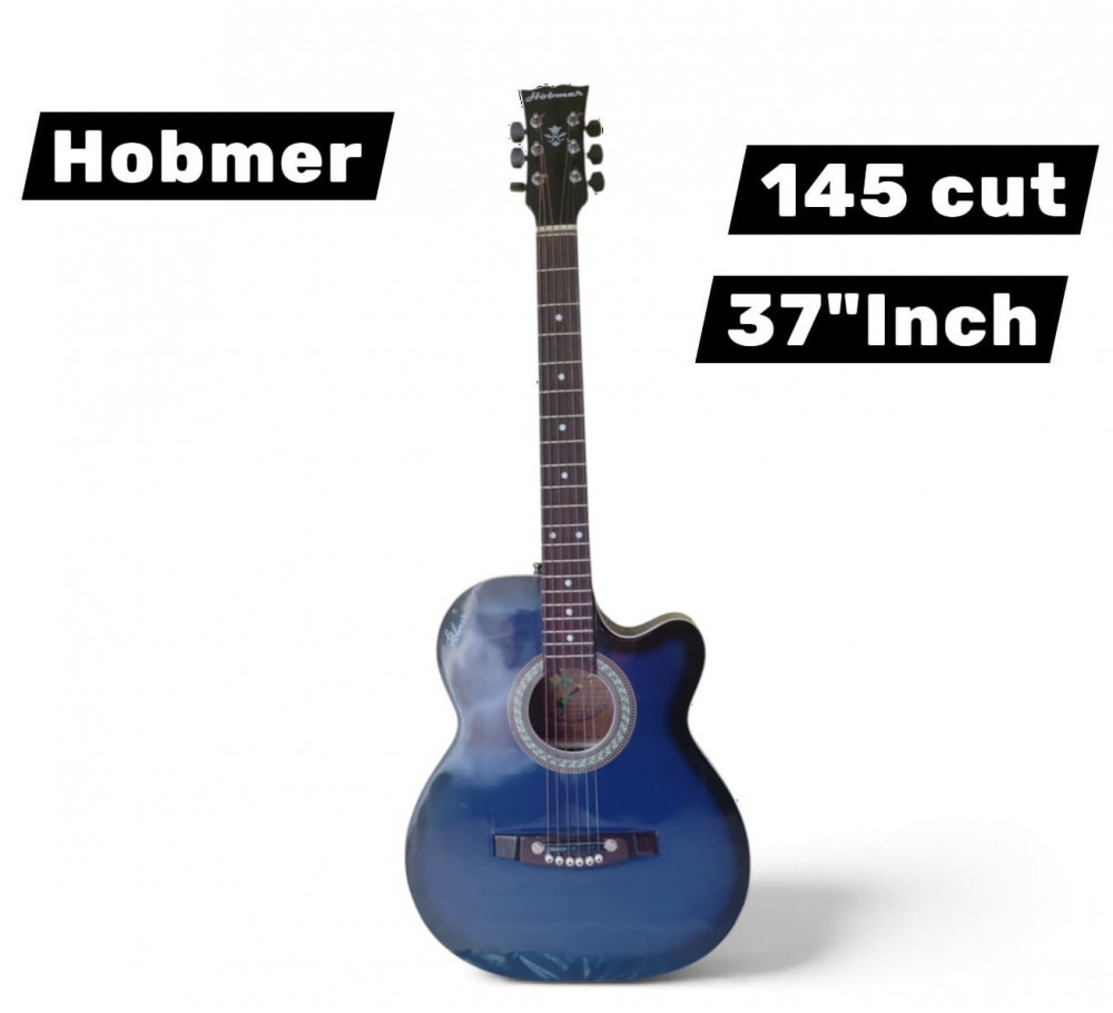 Image of Hobmer 145 Export Semi acoustic F-Cut Guitar 38" (Blue &amp; Black) With Case