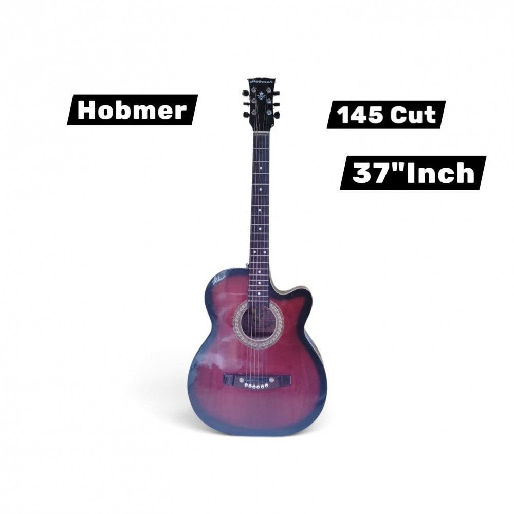 Image of Hobmer 145 Export Semi acoustic Guitar F-cut Design 37" (Red &amp; Black) With Case