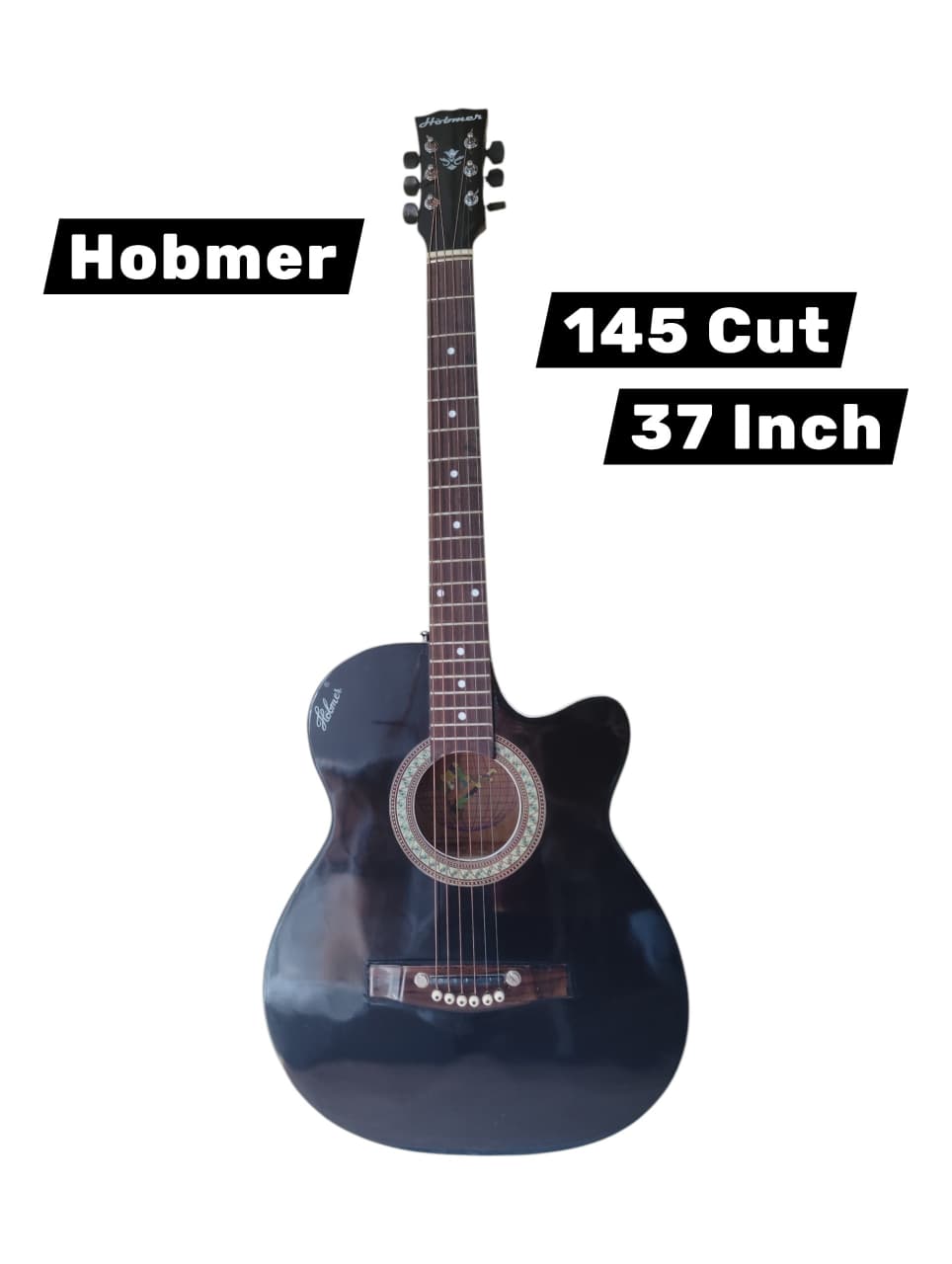 Hobmer 145 Semi-acoustic F-Cut Shape GuitarBlack With Case