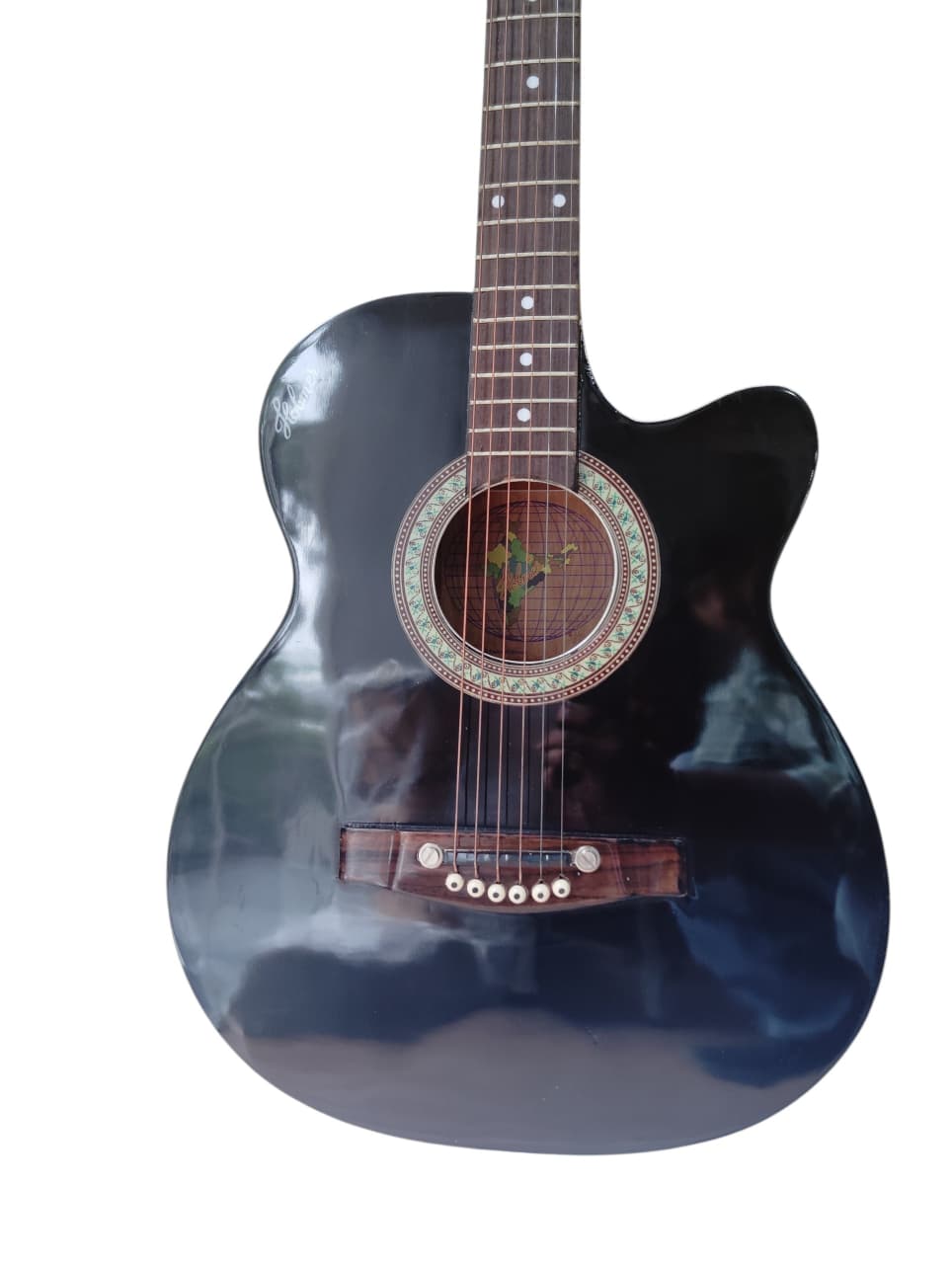 Hobmer 145 Semi-acoustic F-Cut Shape GuitarBlack With Case