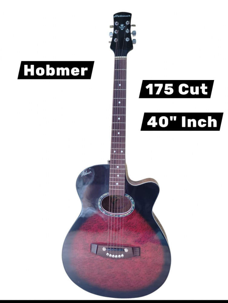 Image of Hobmer 175 F-Cut Semi-acoustic  Guitar(Red and Black) With Case