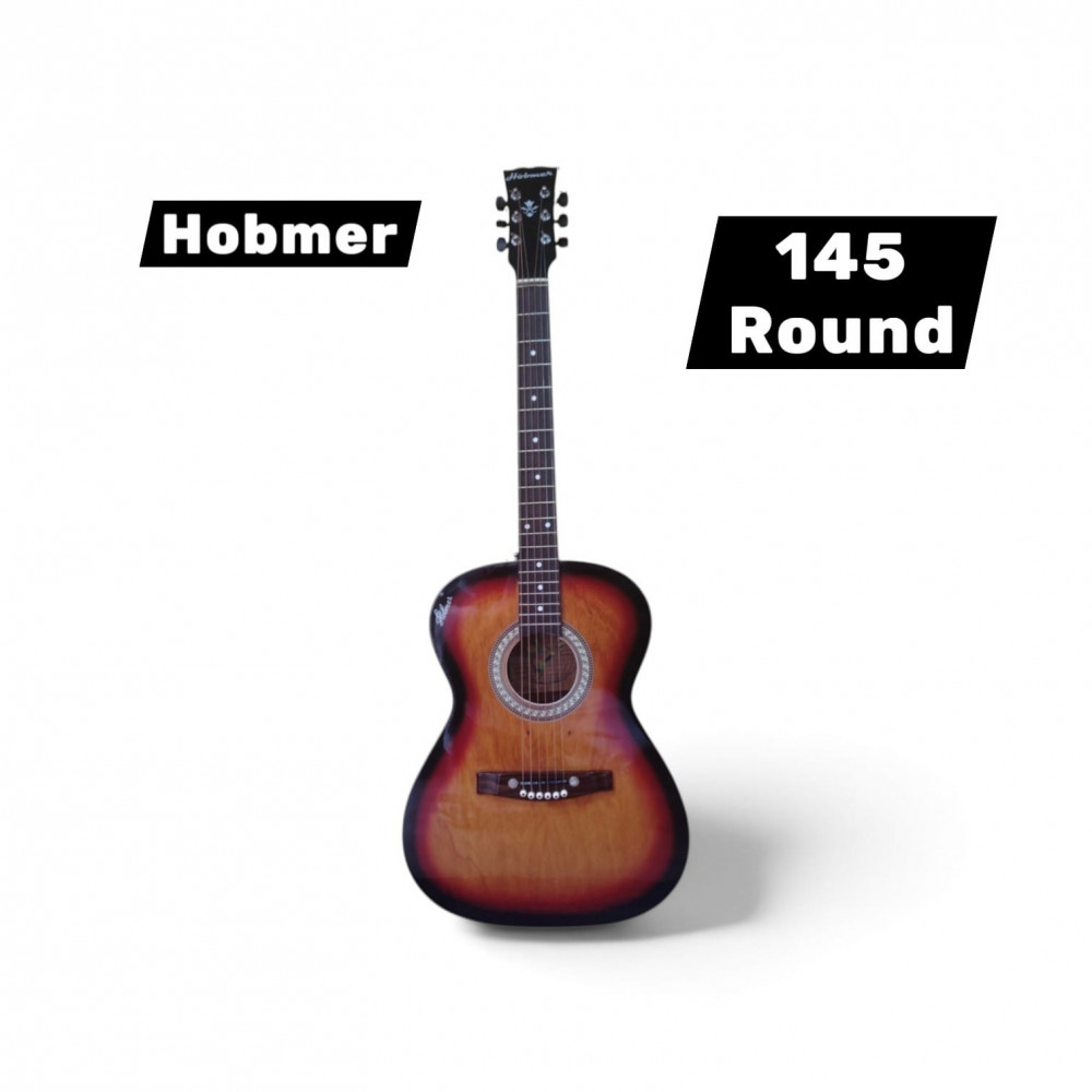 Image of Hobmer 145 Semi-acoustic Round Shape Guitar (Sunburst and Black) With Case