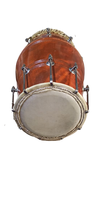 Wooden Musical Intrument Dholak Drum Nuts Bolt Design Brown