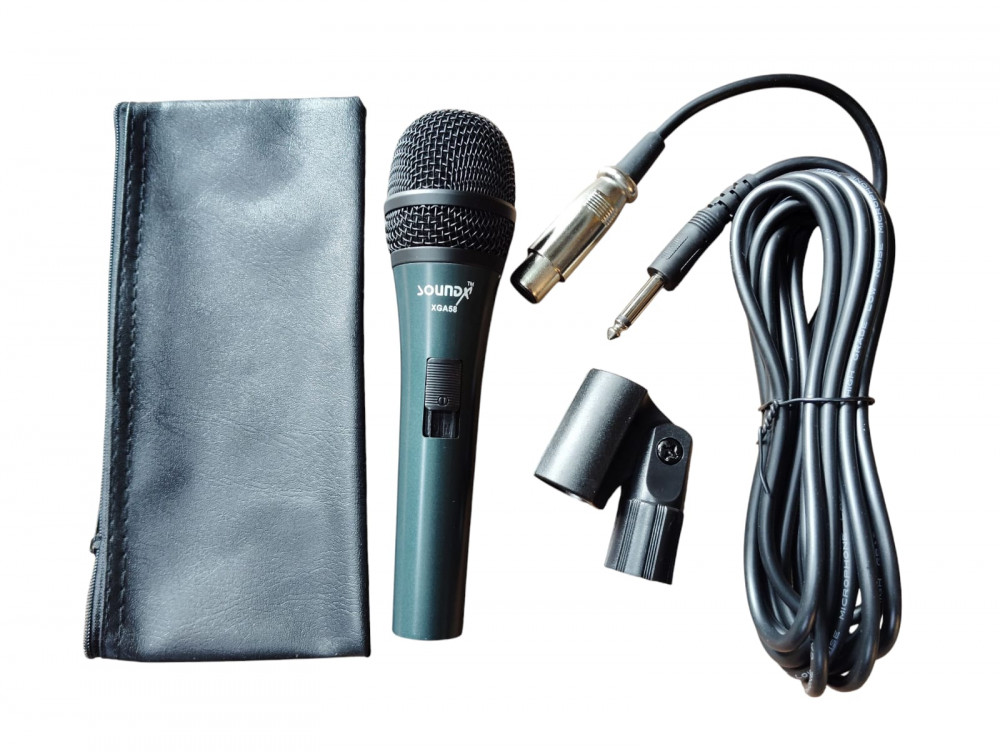 Image of SoundX Dynamic Wired Microphone XGA58 with Holder and Carry Pouch