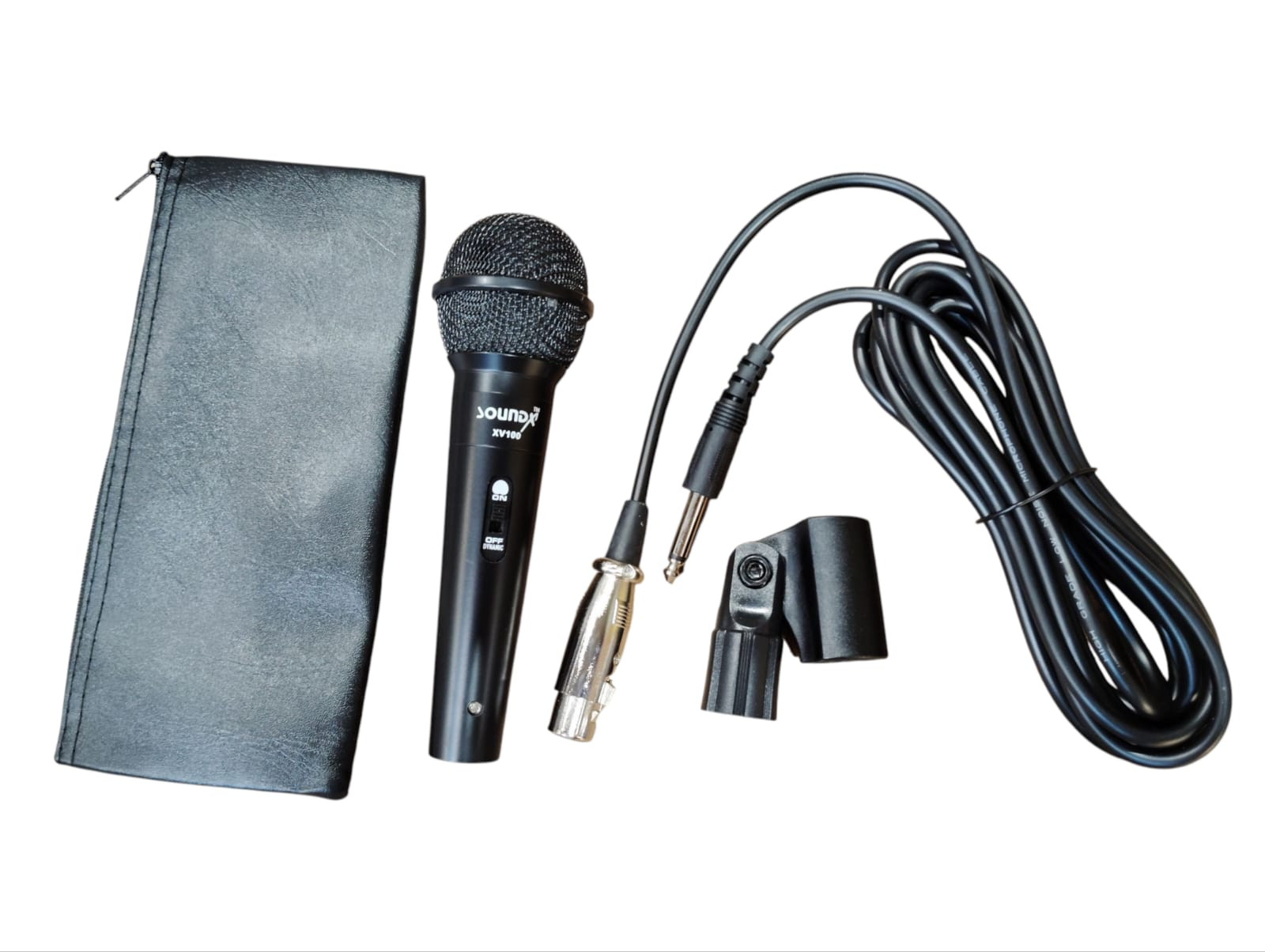SoundX Dynamic Wired Microphone XV100 with Holder and Carry Pouch