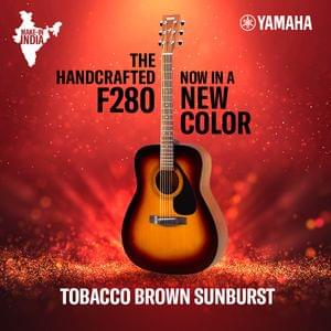 Yamaha F280 Acoustic Guitar TBSTobacco Sun Burst with Padded Bag Belt Plectrums and String Combo Pack