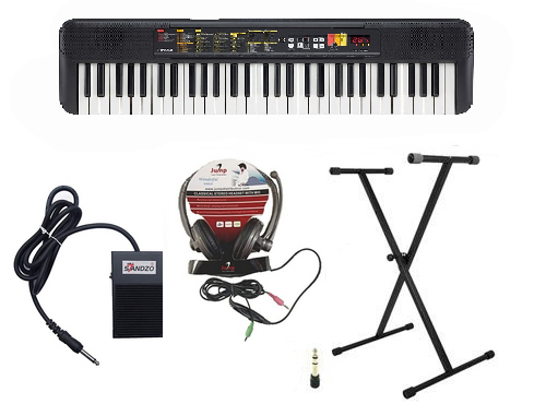 Yamaha PSR-F52 Keyboard with AdapterStand HeadphoneSustain Pedal Combo Pack
