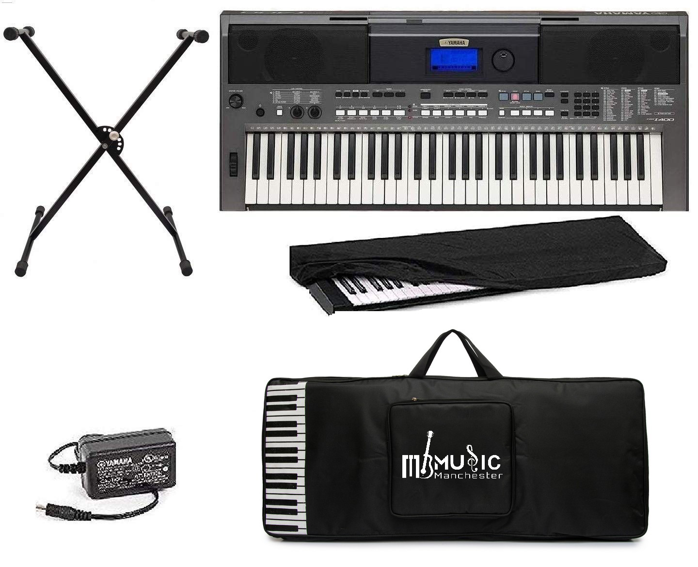 Yamaha keyboard PSR-I400 61-keys digital portable touch sensitive keyboard with gig bag stand dust cover power adapter combo pack