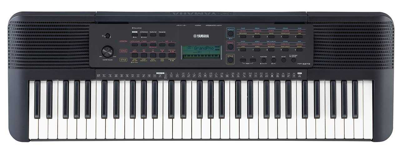 Yamaha PSR-E273 61-Key Portable Keyboard with Power Adapter Padded Bag Dust cover and Red Stand