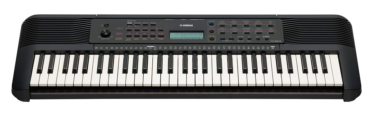 Yamaha PSR-E273 61-Key Portable Keyboard with Power Adapter Padded Bag Dust cover and Red Stand