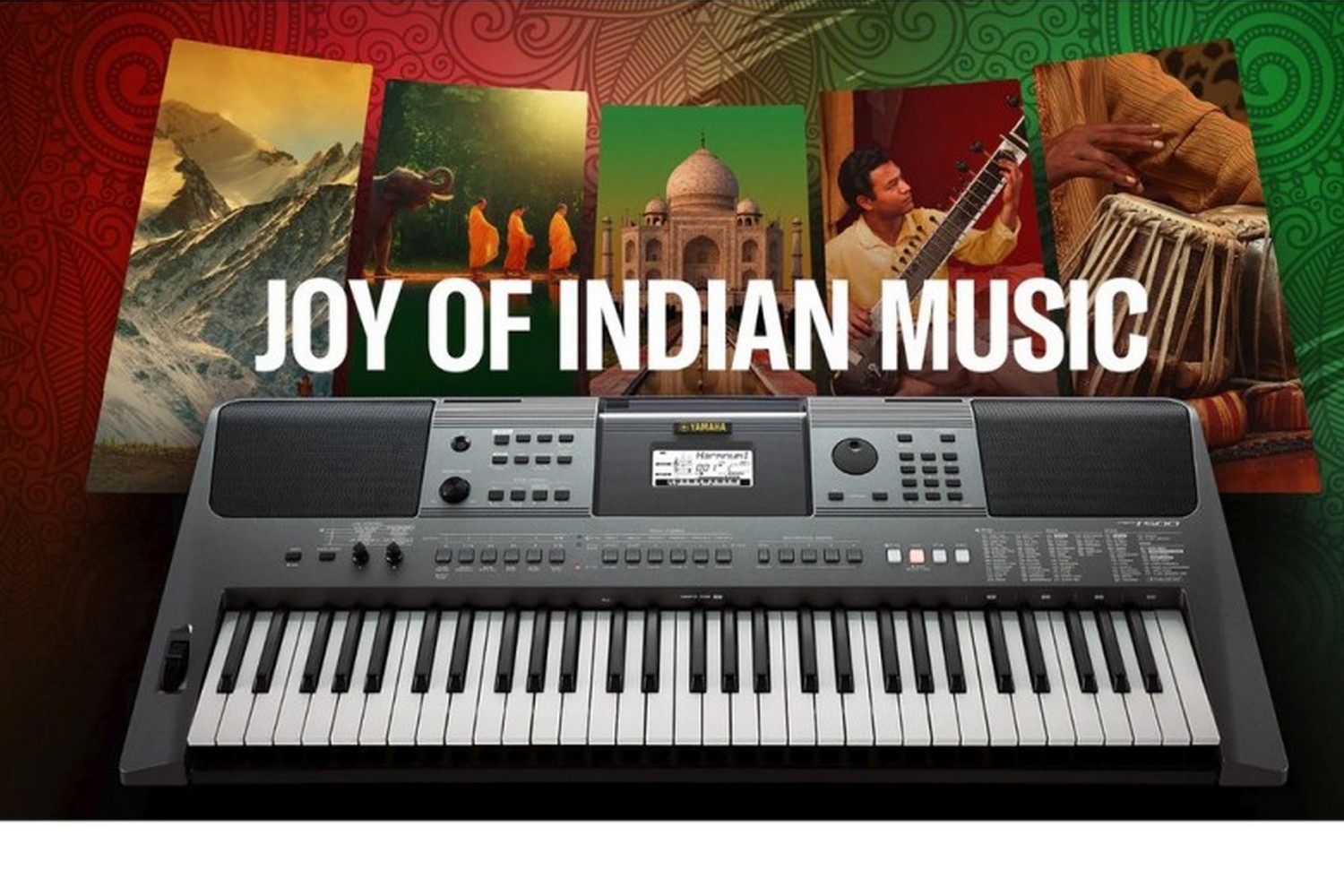 Yamaha PSR-I500 Indian 61-keys keyboard with Adapter Padded Carry Bag Dust Cover and Stand Combo Pack