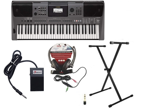 Yamaha PSR i500 Keyboard with Adapter Headphone Sustain Pedal Stand Combo Pack