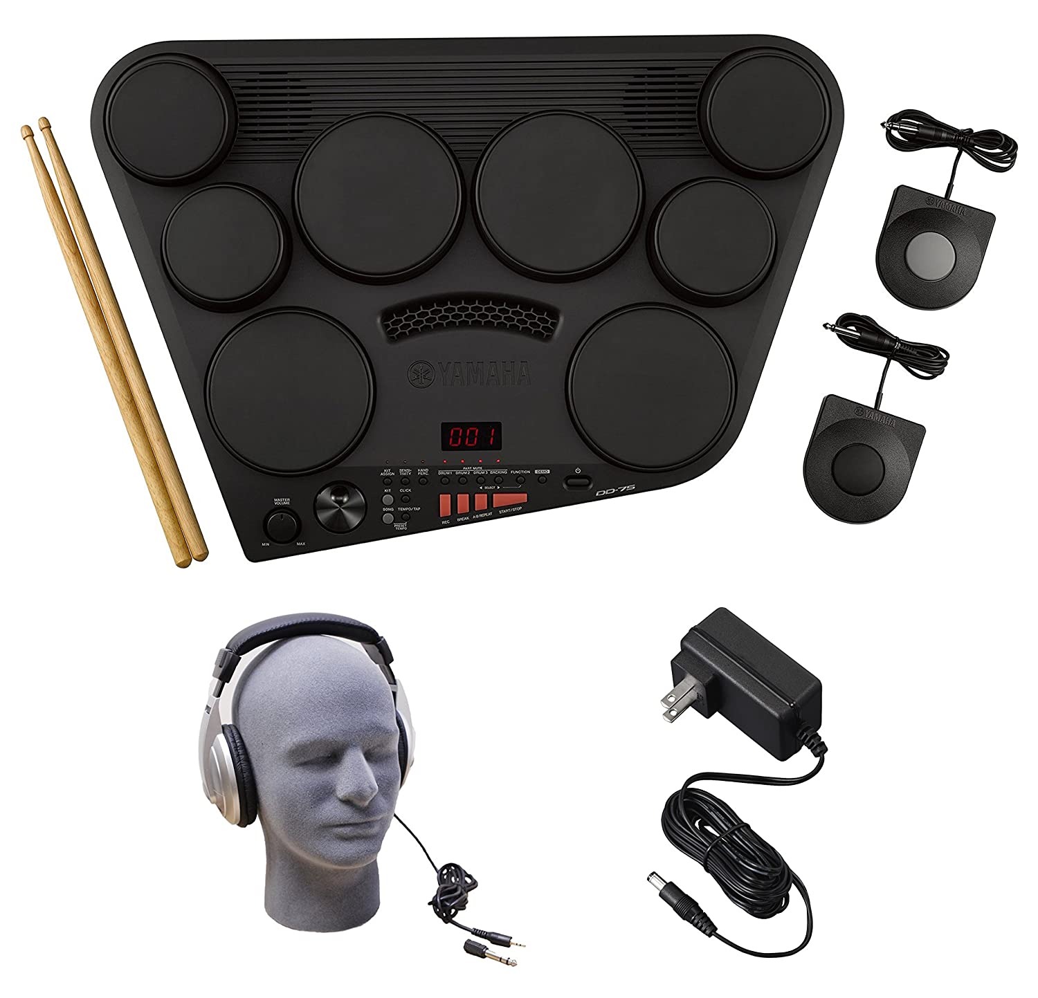 Yamaha DD-75 Portable Digital Drums Package with Headphones Power Supply