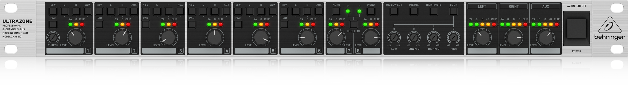 Behringer ULTRAZONE ZMX8210 V2 Professional 8-Channel 3-Bus MicLine Zone Mixer with Remote Control and Link Ports