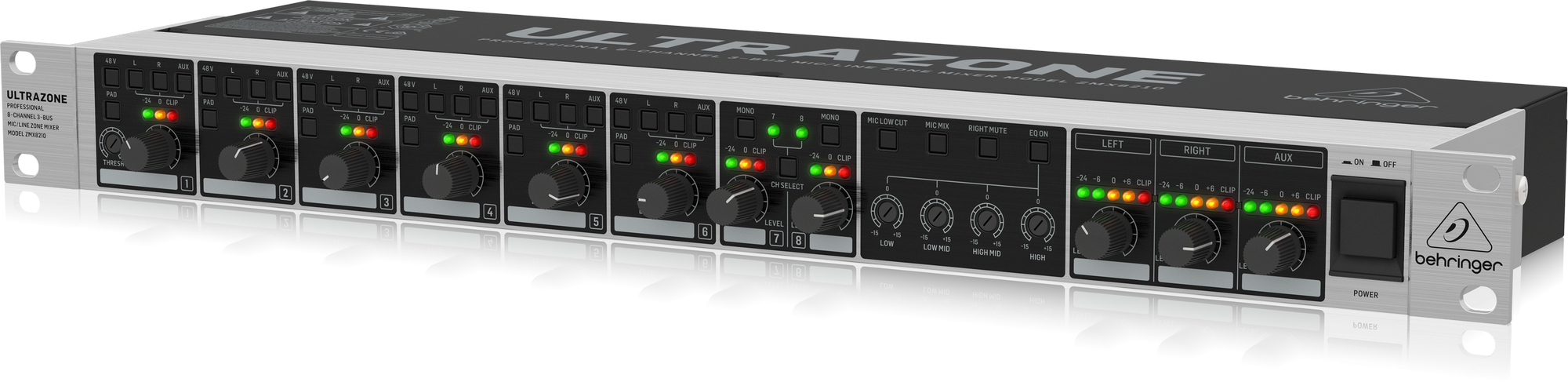 Behringer ULTRAZONE ZMX8210 V2 Professional 8-Channel 3-Bus MicLine Zone Mixer with Remote Control and Link Ports