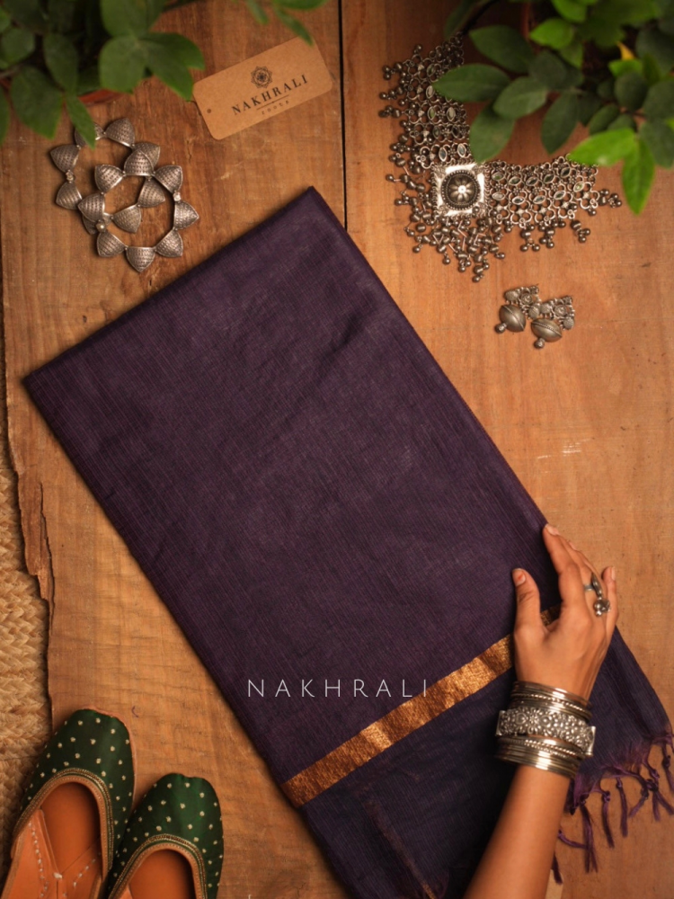 Malini Purple Kota Doria Saree