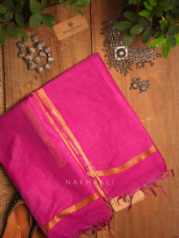 Malini Magenta Kota Doria Saree