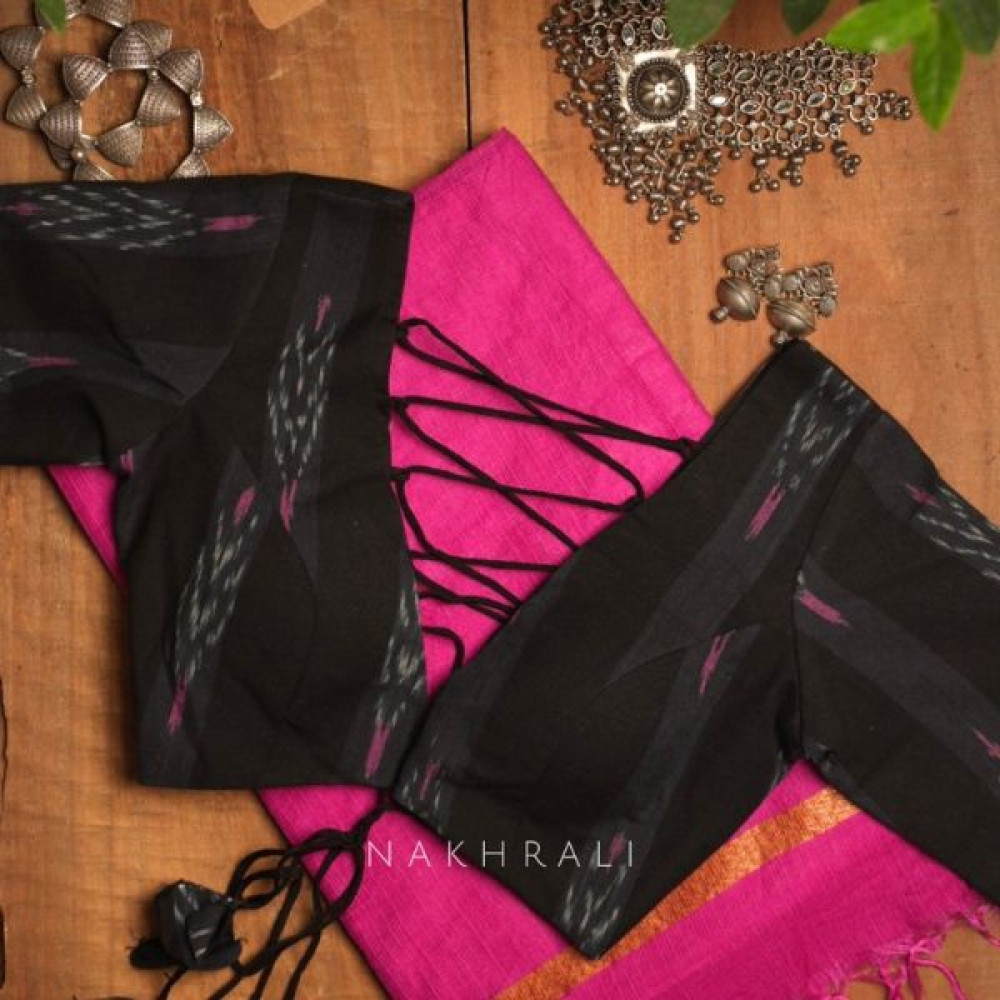 Ragini Black Cotton Printed Blouse Collection