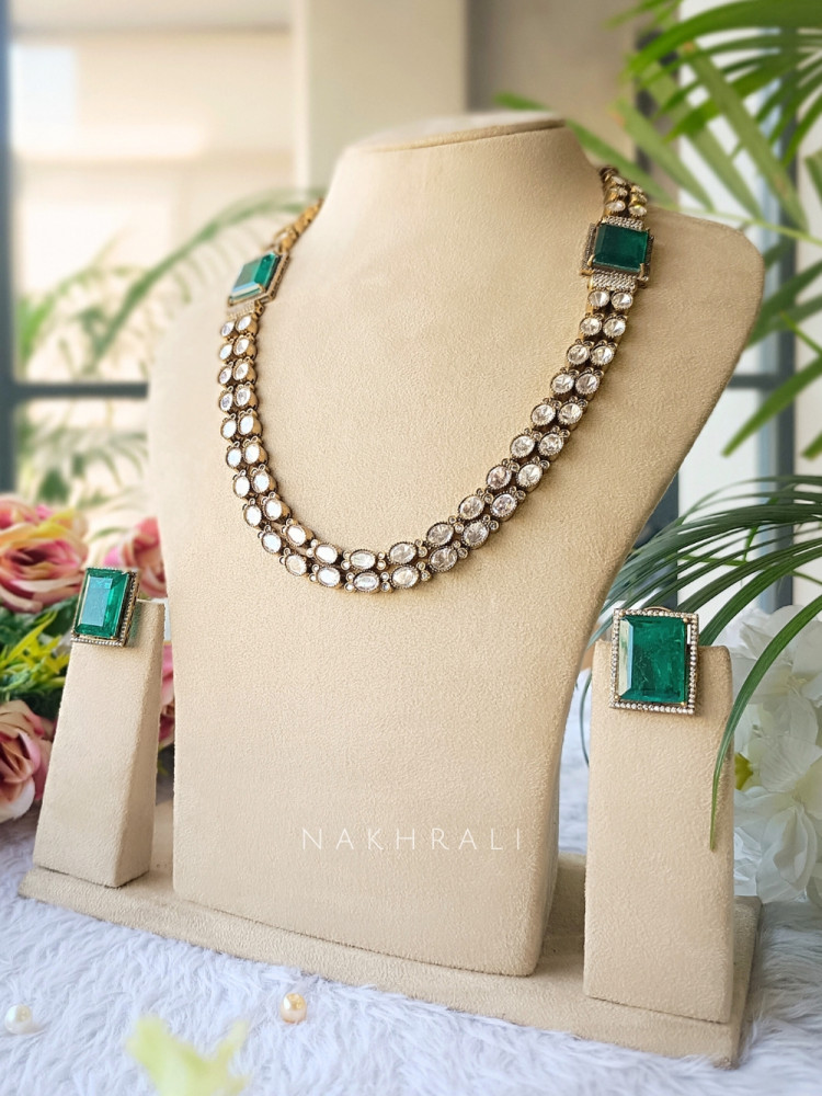 Glided Gleam Long Necklace Set with Earrings