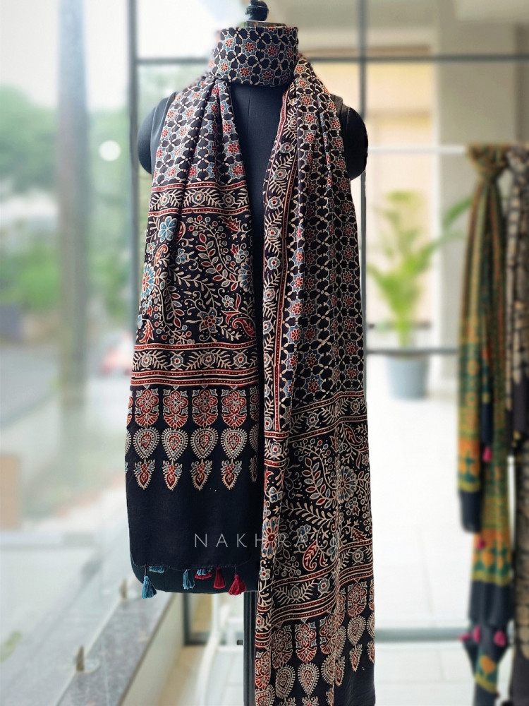 Midnight Mirage Black Modal Silk Dupatta
