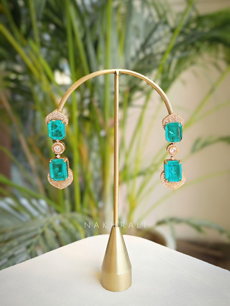 Serenya Light - Green Crystal Drop Earrings