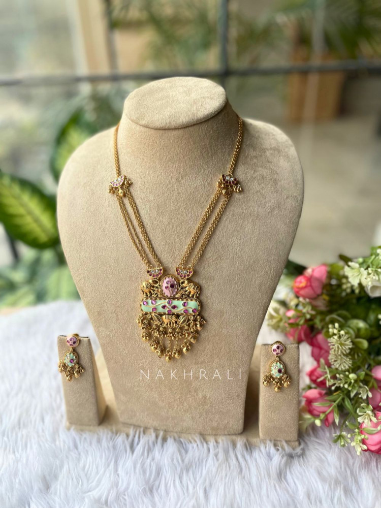 Zivara Multicolor Kundan Heritage Necklace Set