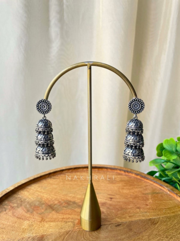 Triveni Antique Tiered Jhumka Earrings