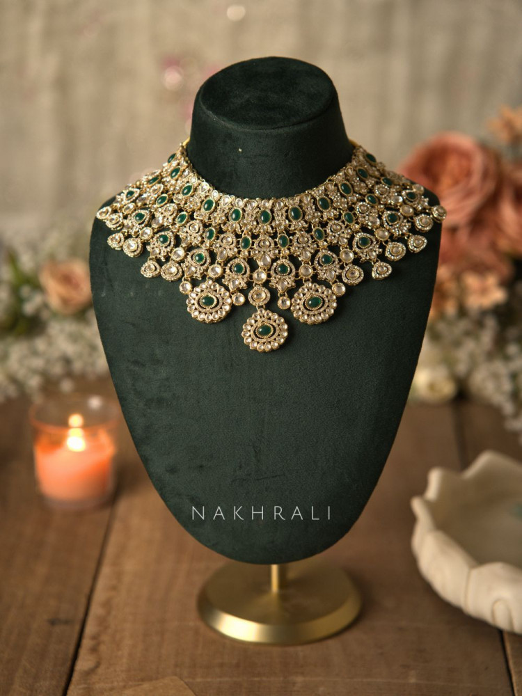 Aishwarya Bridal Polki Set with Nath and Matha Patti