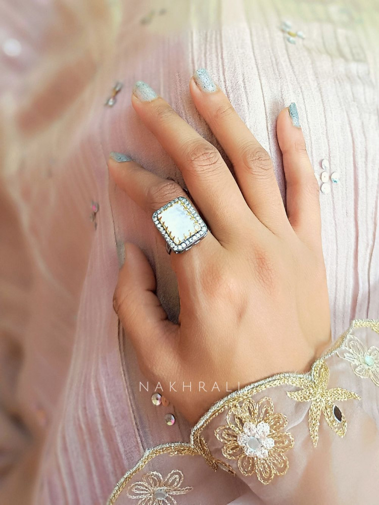 Celeste Glow White Statement Ring