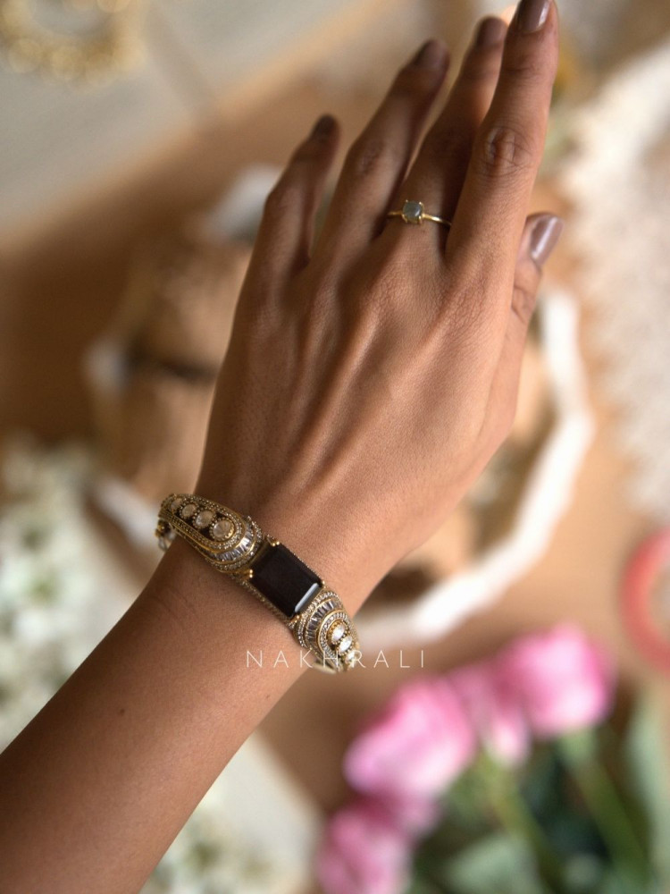 Aranya Black Stone Cuff Bracelet