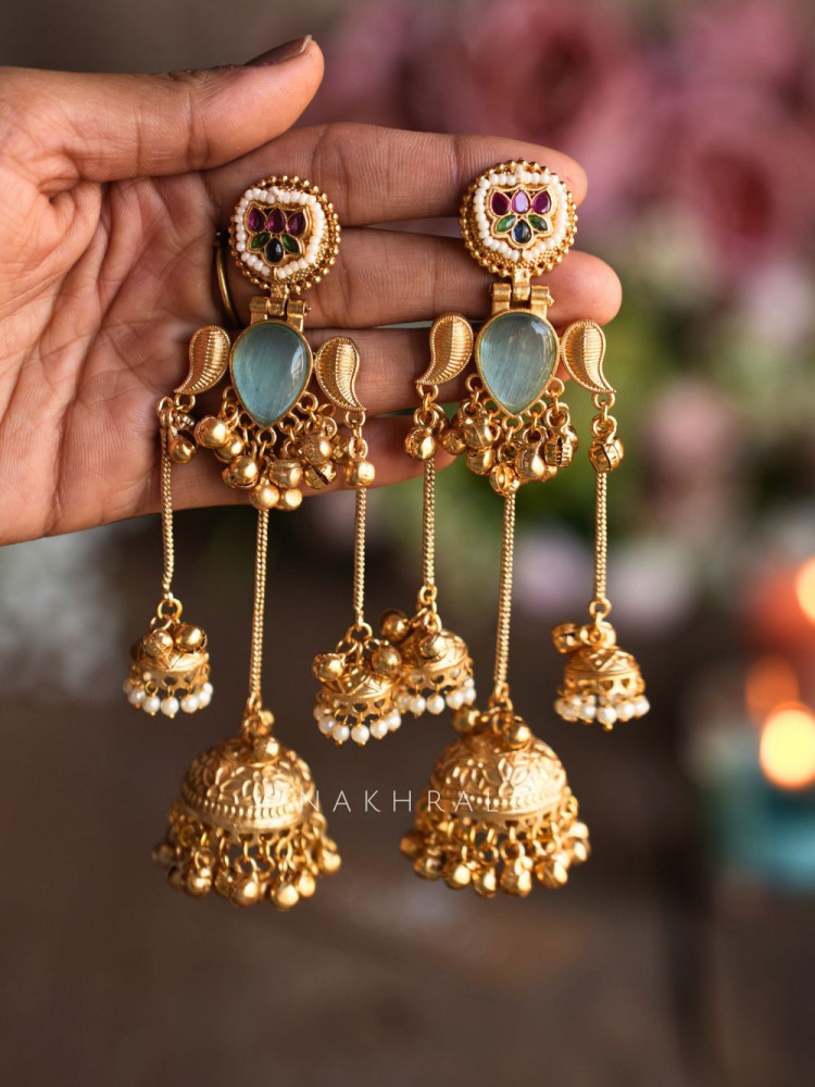 Keri Blue Kashmiri Jhumka Earring