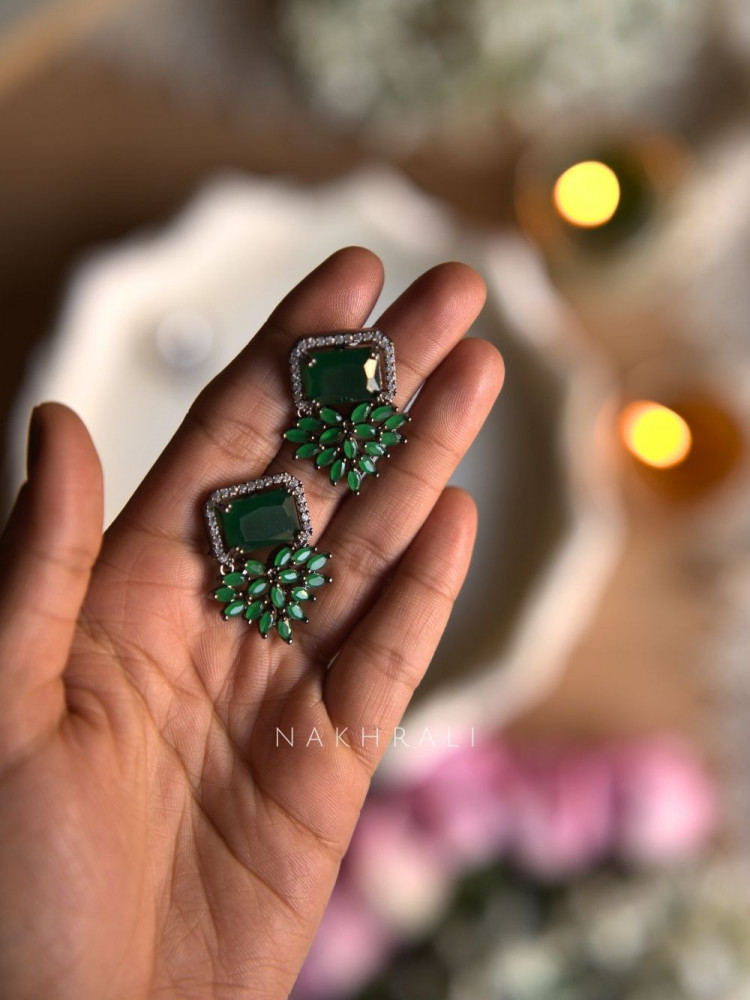 Verona Green Crystal Statement Earrings