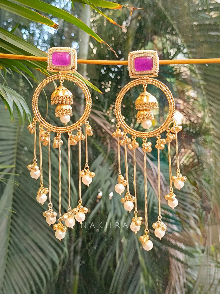 Meher Stone Purple Drop Earrings