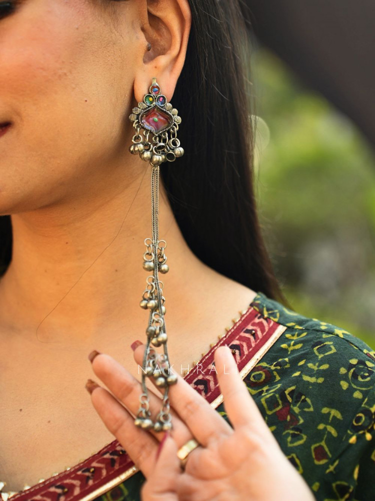 Zehra long Kashmiri Ear Cuff Earrings